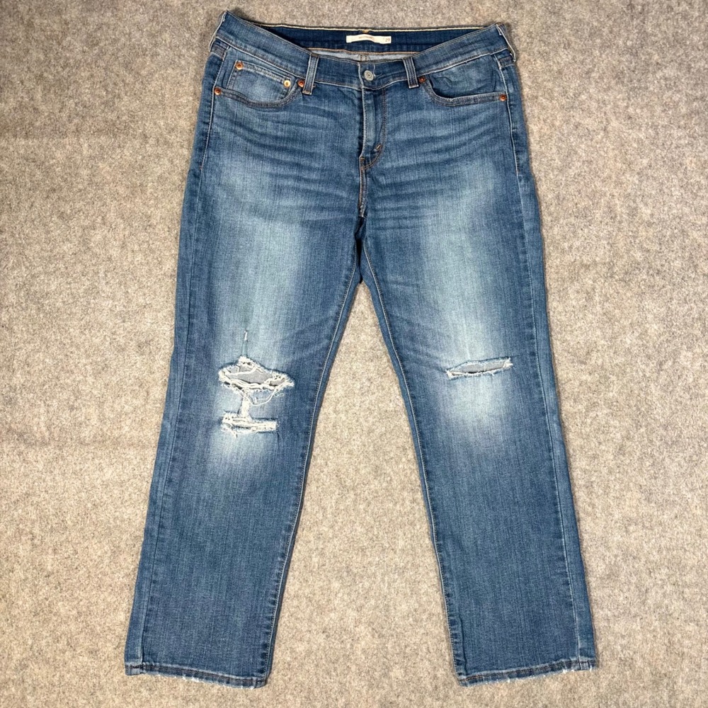 Levi's Boyfriend Jeans Womens 29 Blue Distressed Straight Leg Denim 19887-0038